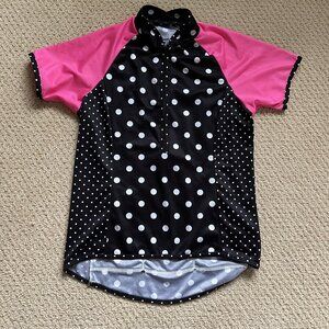 Shebeest Polkamania Women's Black Pink Cycling Jersey Size XS